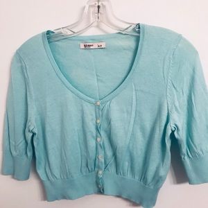 New Women’s cropped short sleeved blue cardigan